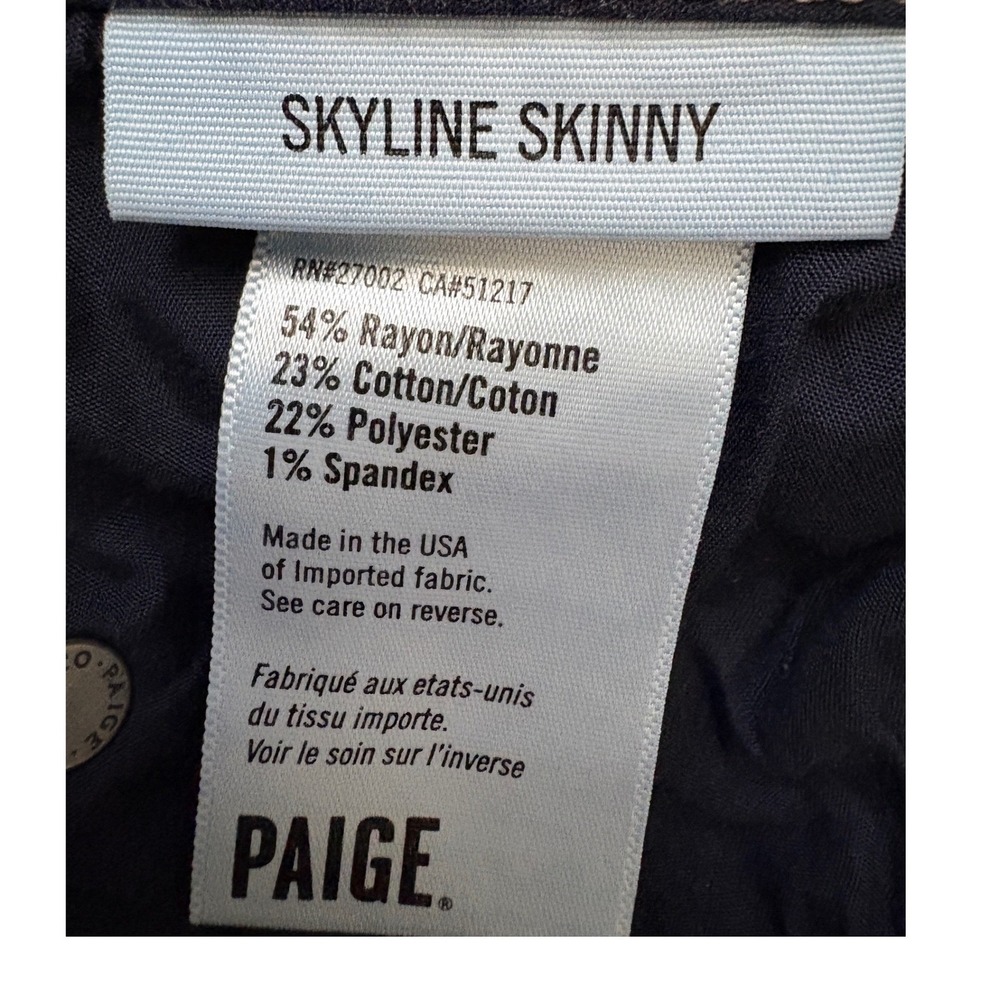 Paige Skyline Skinny Jeans Womens 28 Dark Indigo Blue Mid Rise Made in USA - Picture 8 of 10